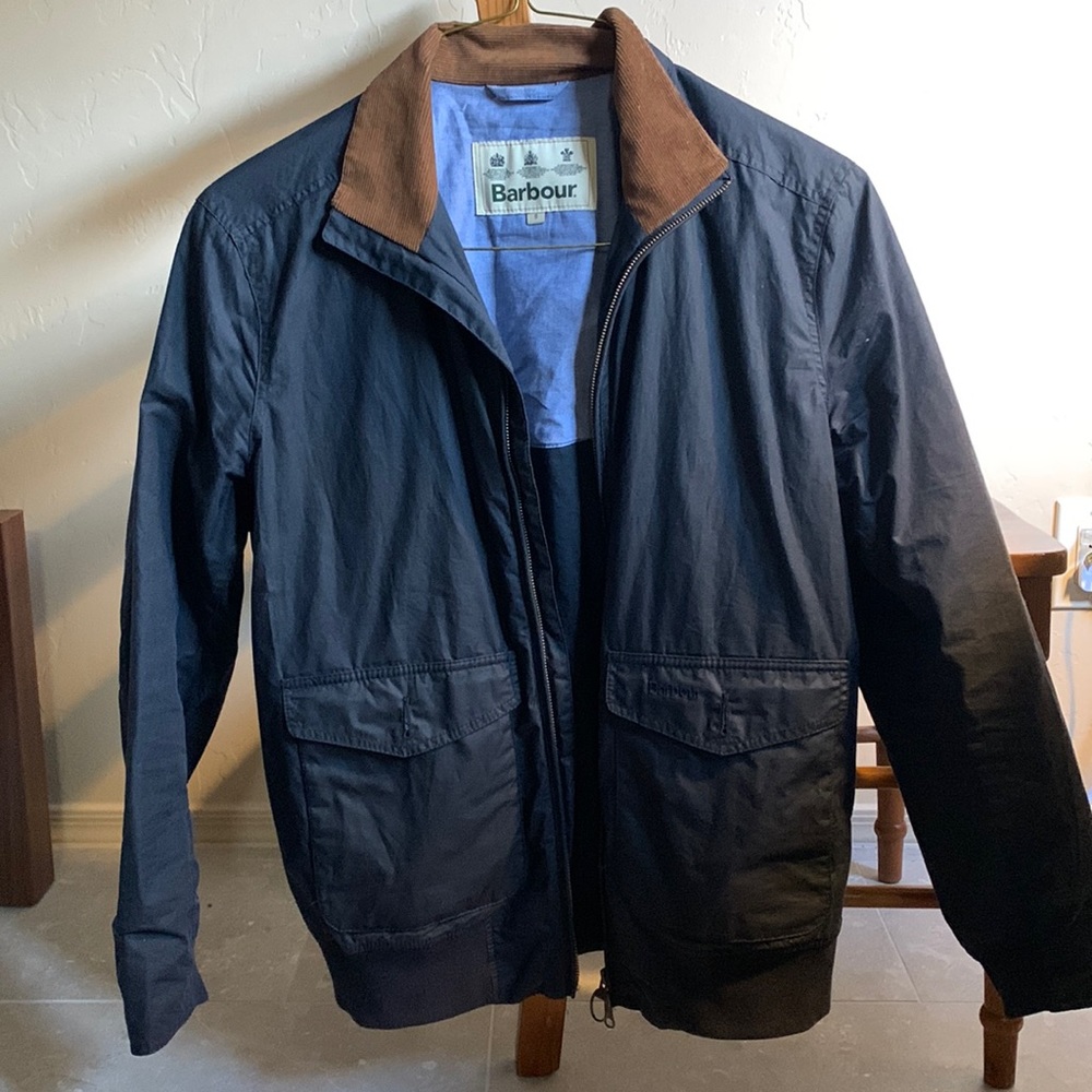Classic Men’s Barbour Waxed Jacket in Navy, Size S